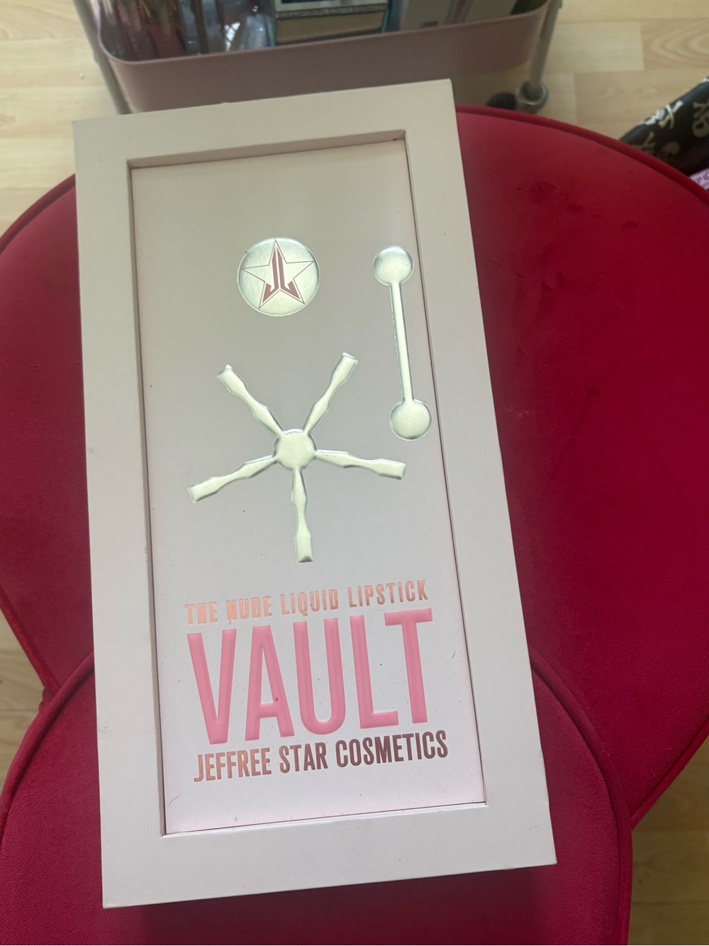 Jeffree Star Nude Liquid Lipstick Vault in Pale Pink with Metallic Gold Accents
